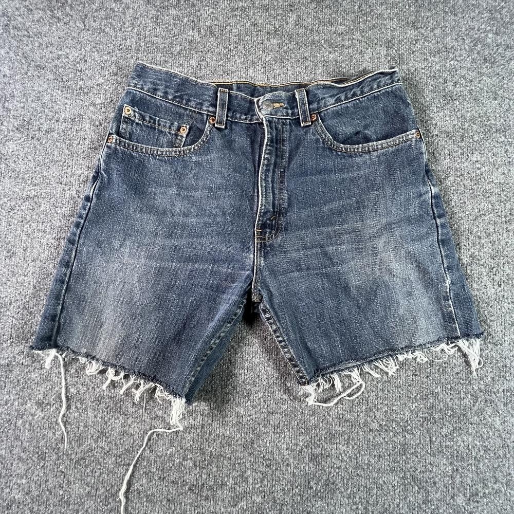 Vintage Levi's 505 Cut-Off Shorts Men's 32 Blue Cotton Denim Frayed-Hem Faded